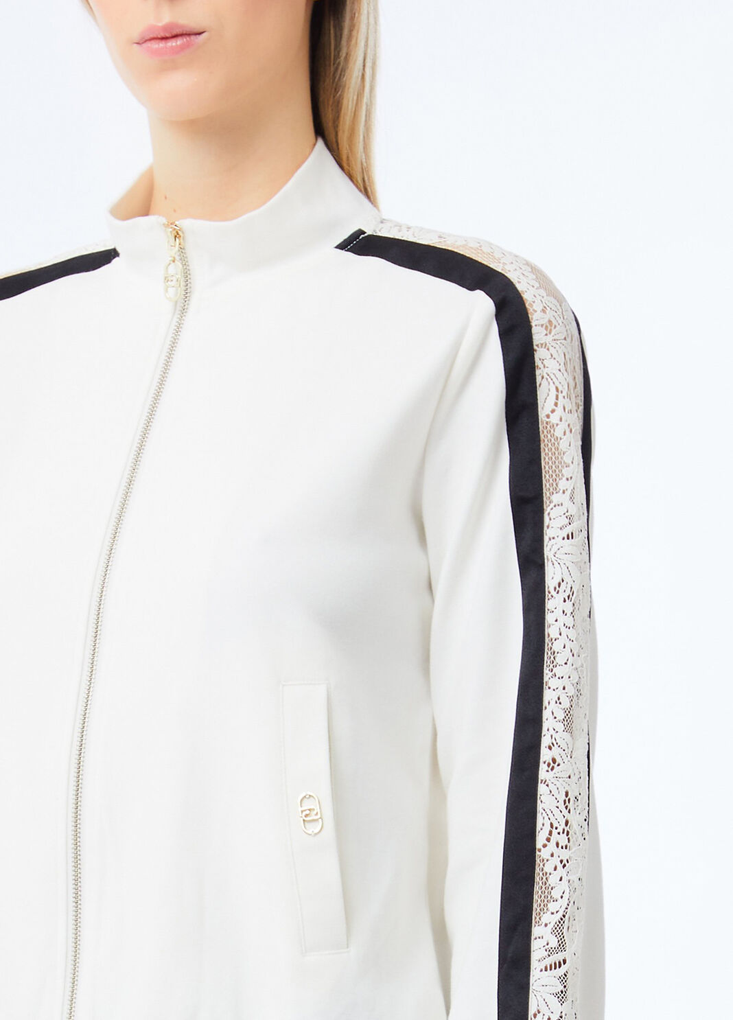 Cotton sweatshirt with lace white Liu Jo - large image number 2