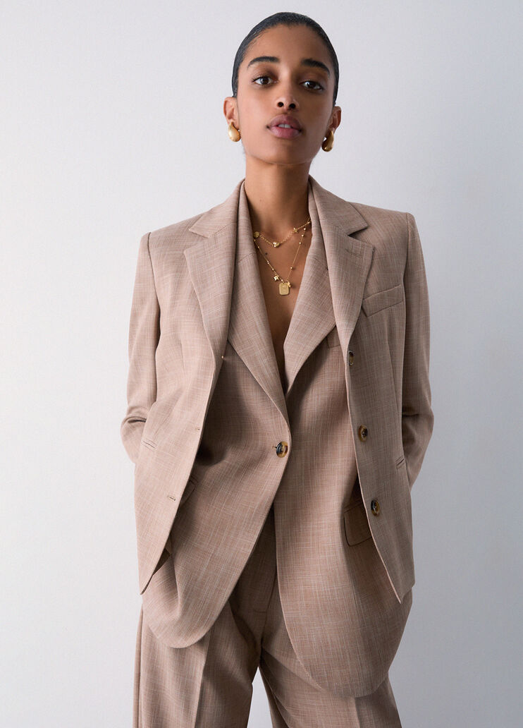 M&eacute;lange fabric blazer biscuit Liu Jo - medium