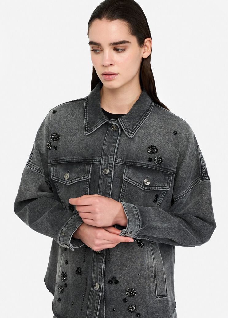 Denim jacket with rhinestones black denim Liu Jo - medium Denim jacket with rhinestones black denim Liu Jo - medium