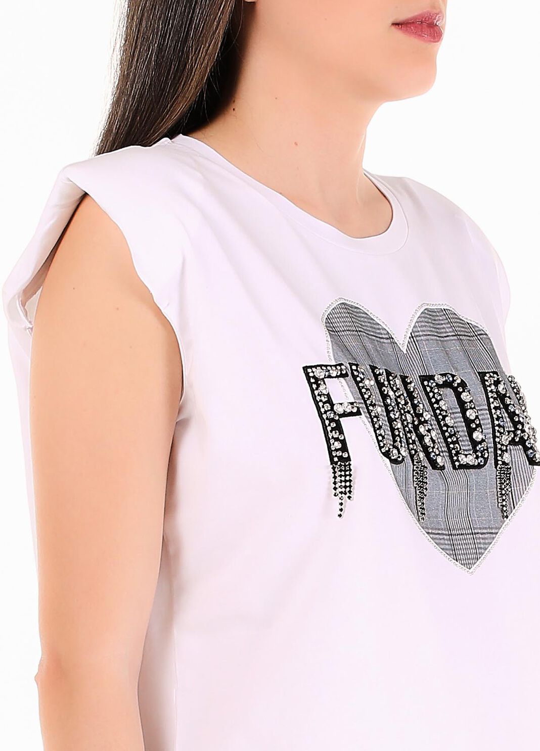 T-shirt con spalline imbottite bianco/funday Liu Jo - large image number 2