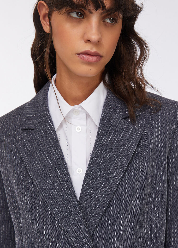 Pinstripe flannel blazer blue pinstripe Liu Jo - large image number 4 Pinstripe flannel blazer blue pinstripe Liu Jo - large image number 4