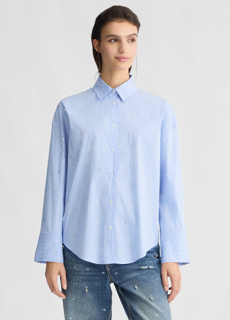 Light blue poplin shirt with rhinestones light blue Liu Jo - medium Light blue poplin shirt with rhinestones light blue Liu Jo - medium