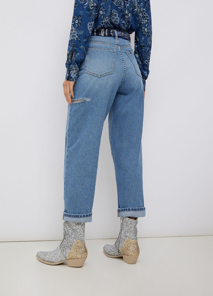 Boyfriend jeans with foulard blue denim Liu Jo - large image number 1 Boyfriend jeans with foulard blue denim Liu Jo - large image number 1