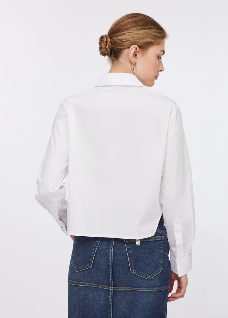Poplin shirt with rhinestones white Liu Jo - large image number 1