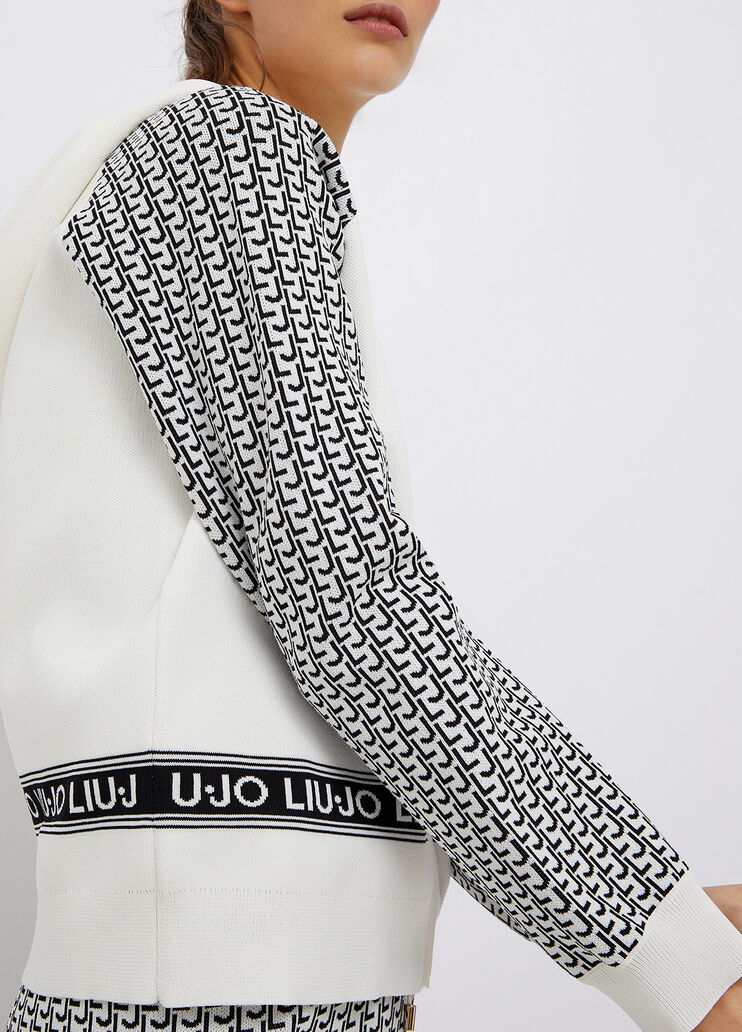 Hooded, eco-friendly sweatshirt white/black Liu Jo - large image number 2