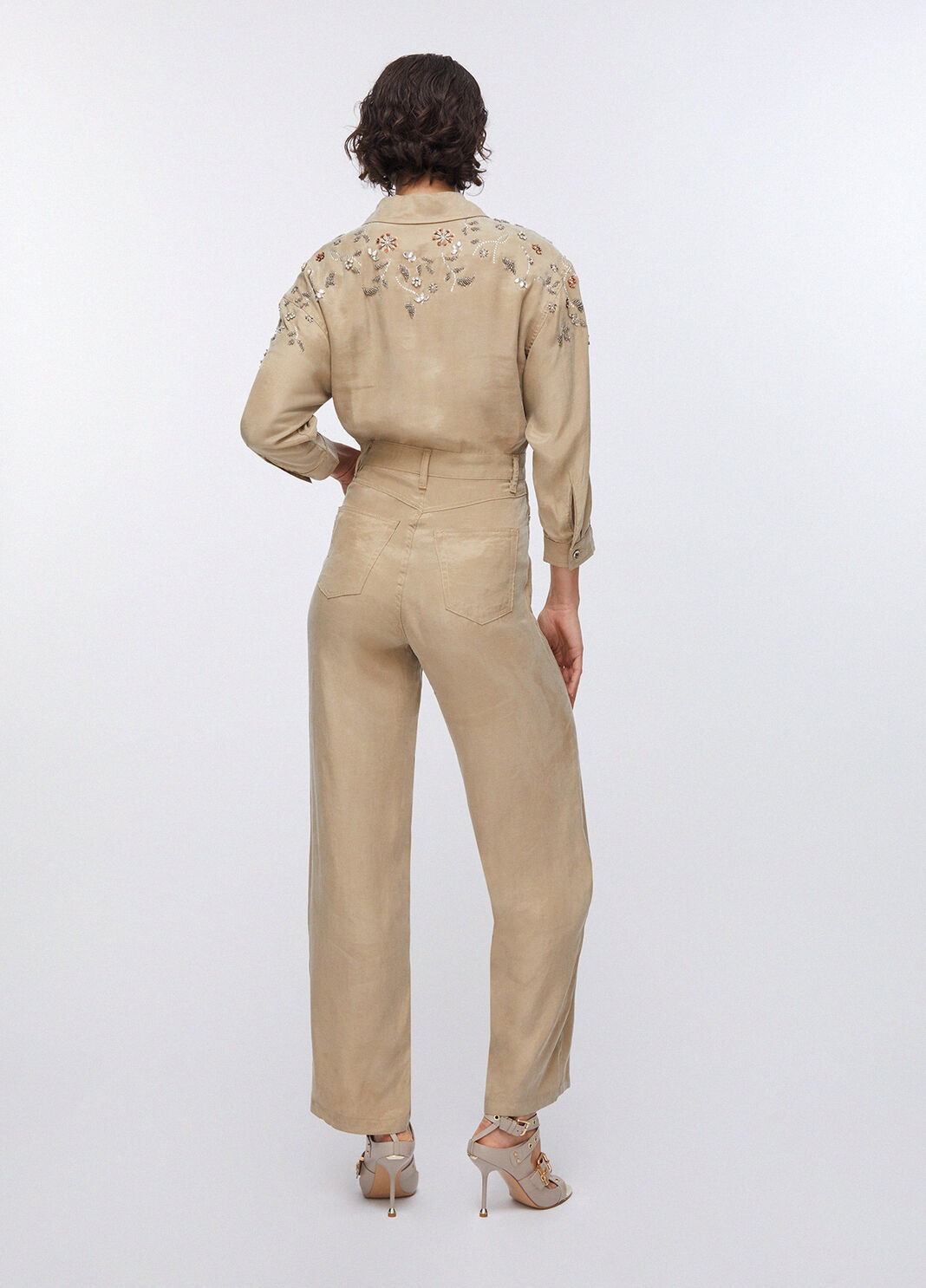 Jumpsuit with bejewelled embroidery light beige Liu Jo - large image number 1