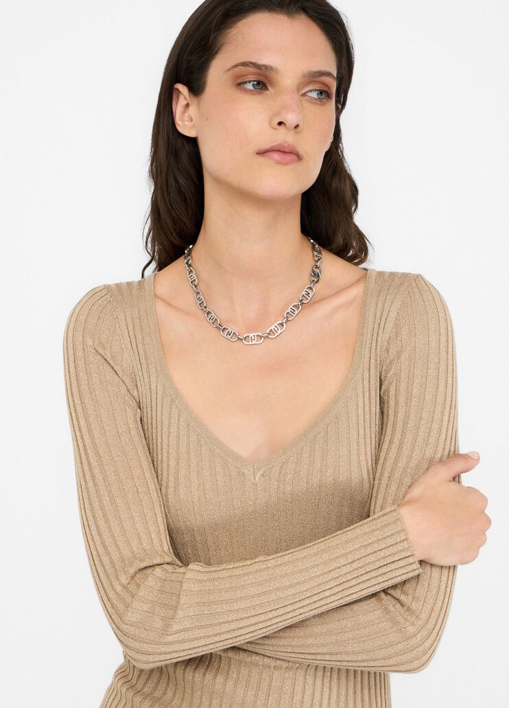 V-neck jumper gold Liu Jo - large image number 2 V-neck jumper gold Liu Jo - large image number 2