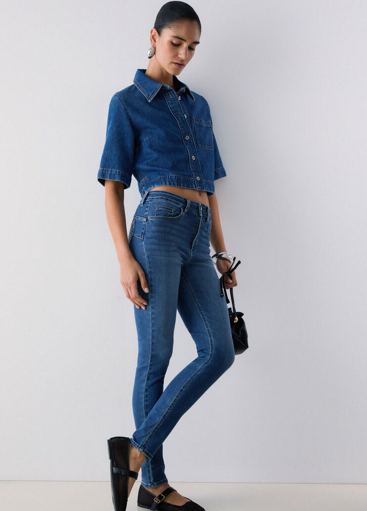 Skinny-Jeans mit hohem Bund Helles Denimblau Liu Jo - medium