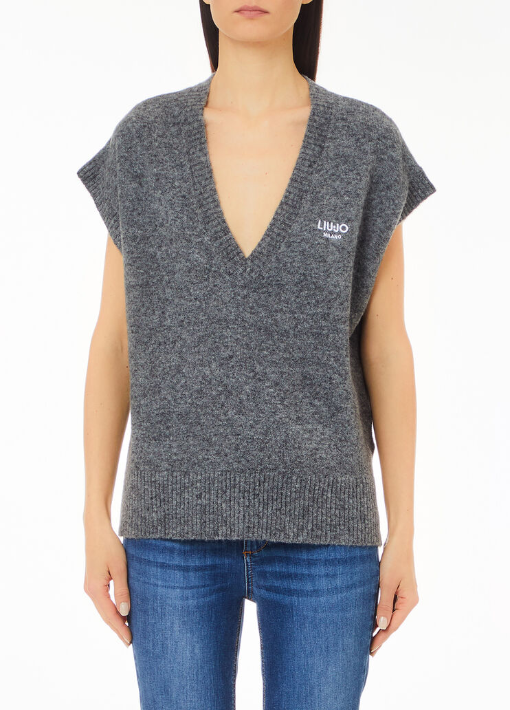 Chaleco de punto con logotipo gris Liu Jo - medium Chaleco de punto con logotipo gris Liu Jo - medium
