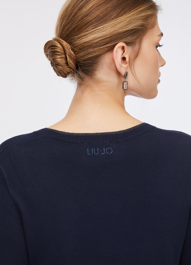 Pull avec détails en Lurex® bleu foncé Liu Jo - large image number 3