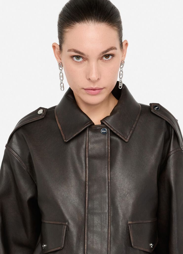 Coated fabric jacket light chocolate Liu Jo - large image number 2 Coated fabric jacket light chocolate Liu Jo - large image number 2