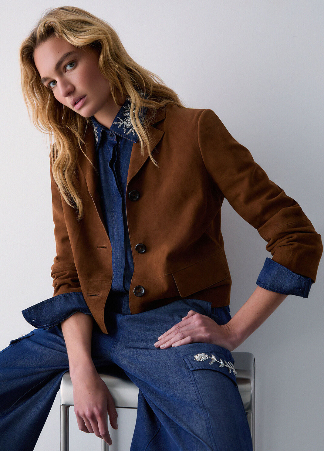 Boxy-Jacke aus Veloursleder Leder Liu Jo - large image number 2