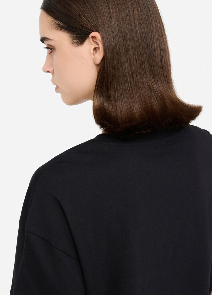 T-shirt avec broderie et strass noir Liu Jo - large image number 4