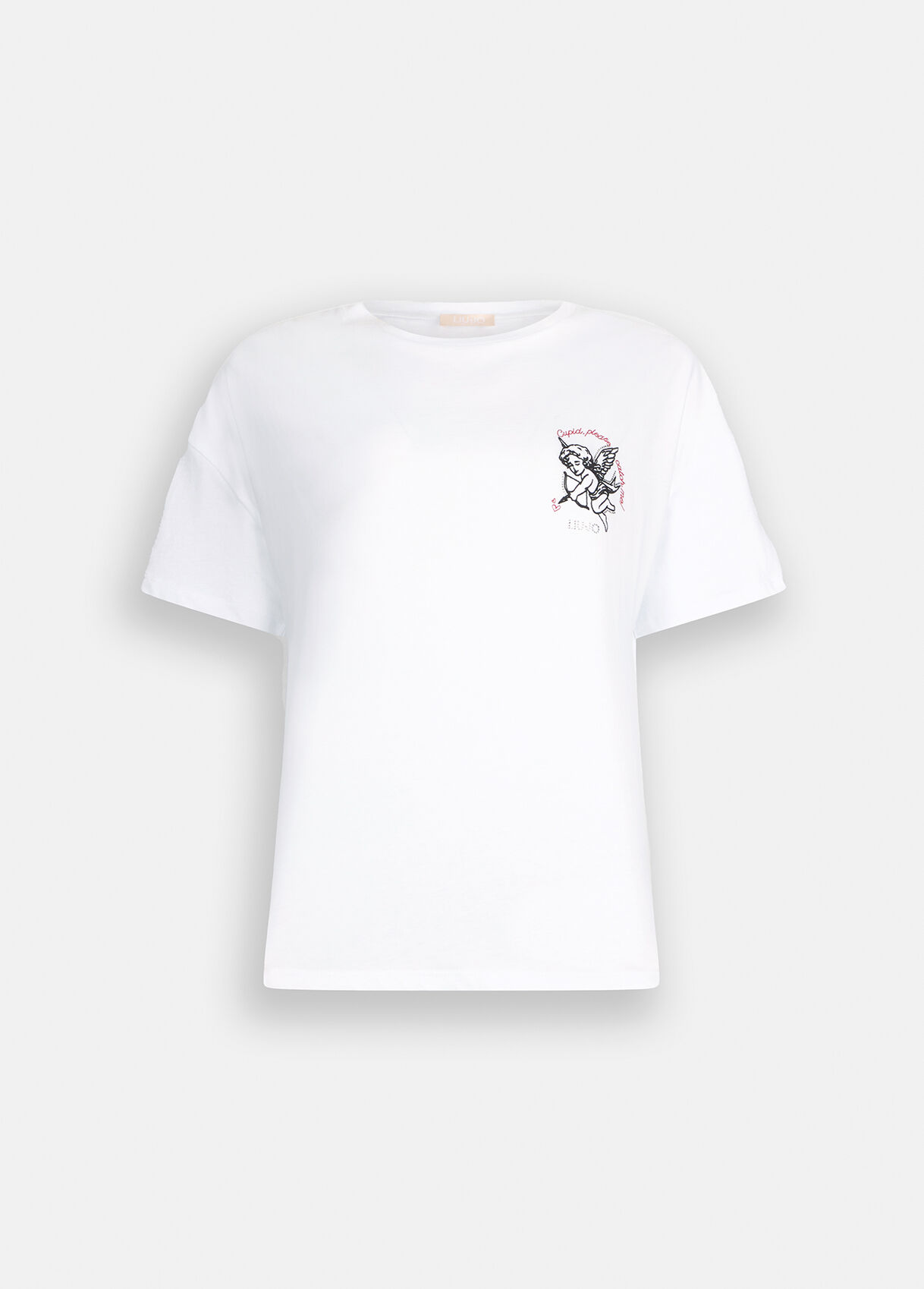 T-shirt with embroidery and rhinestones colour white | Liu Jo