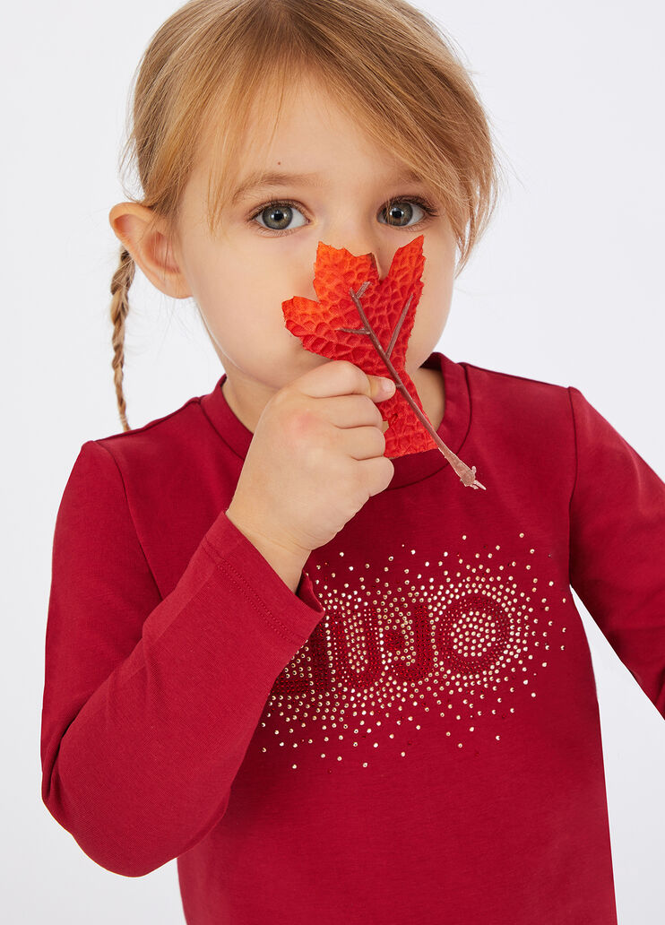 Cotton T-shirt with logo and rhinestones red Liu Jo - medium Cotton T-shirt with logo and rhinestones red Liu Jo - medium
