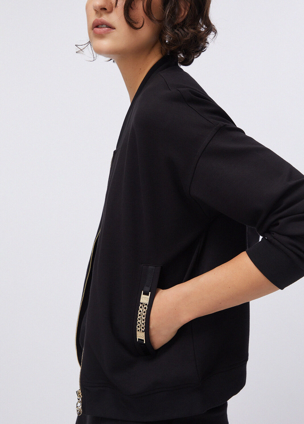 Sweatshirt with zip and chain details black Liu Jo - large image number 4