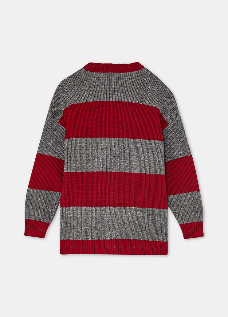 Striped lurex® cardigan red and grey Liu Jo - large image number 4 Striped lurex® cardigan red and grey Liu Jo - large image number 4