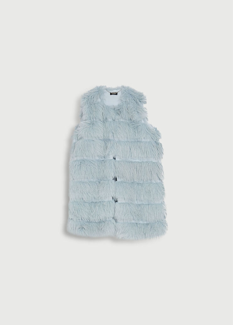 Faux fur gilet light blue Liu Jo - large image number 4