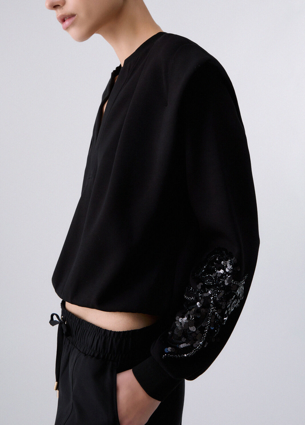 Sweatshirt with jewel embroidery black Liu Jo - large image number 4