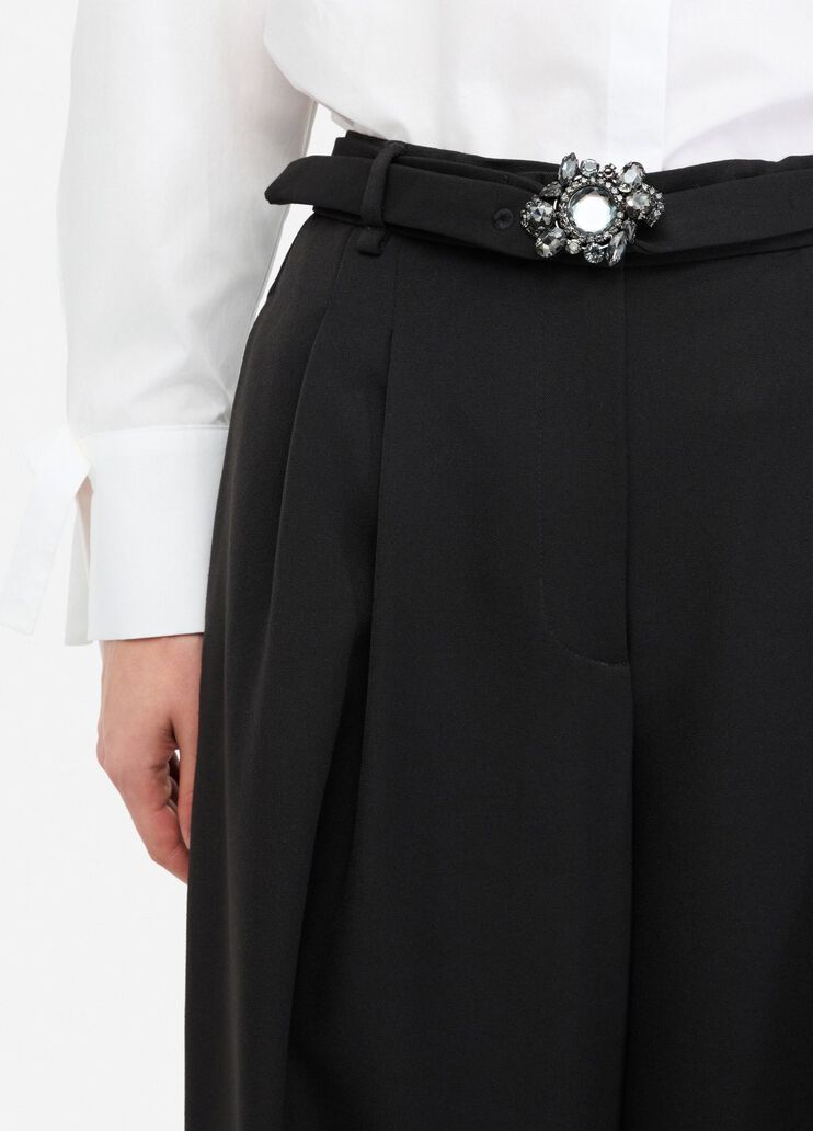 Pantaloni palazzo con cintura gioiello nero Liu Jo - large image number 2