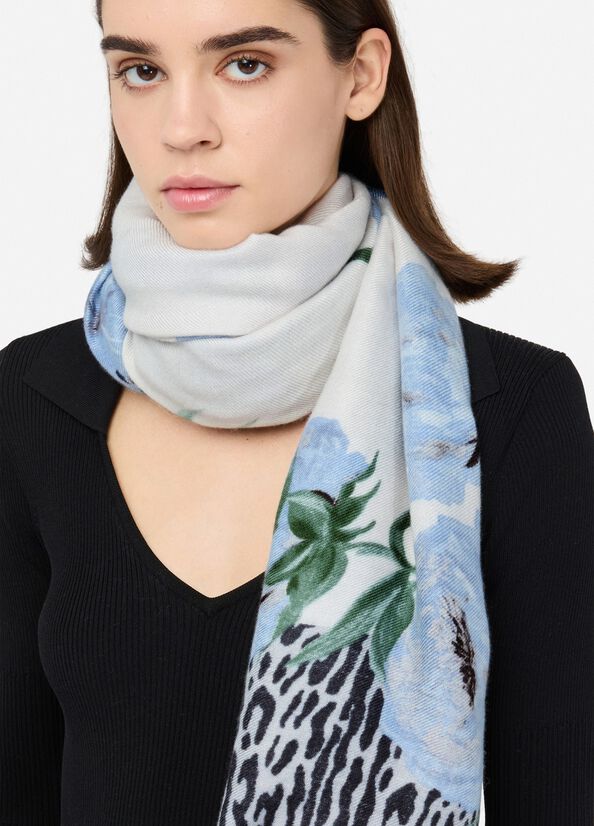 Stola animalier floreale denim chiaro Liu Jo - large image number 0