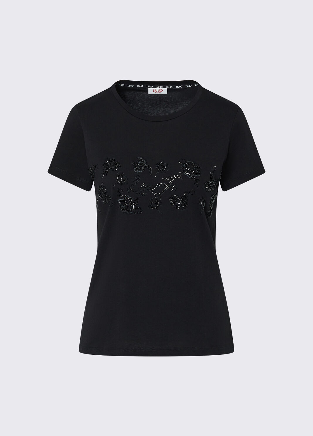 T-shirt avec strass noir et ramage Liu Jo - large image number 6