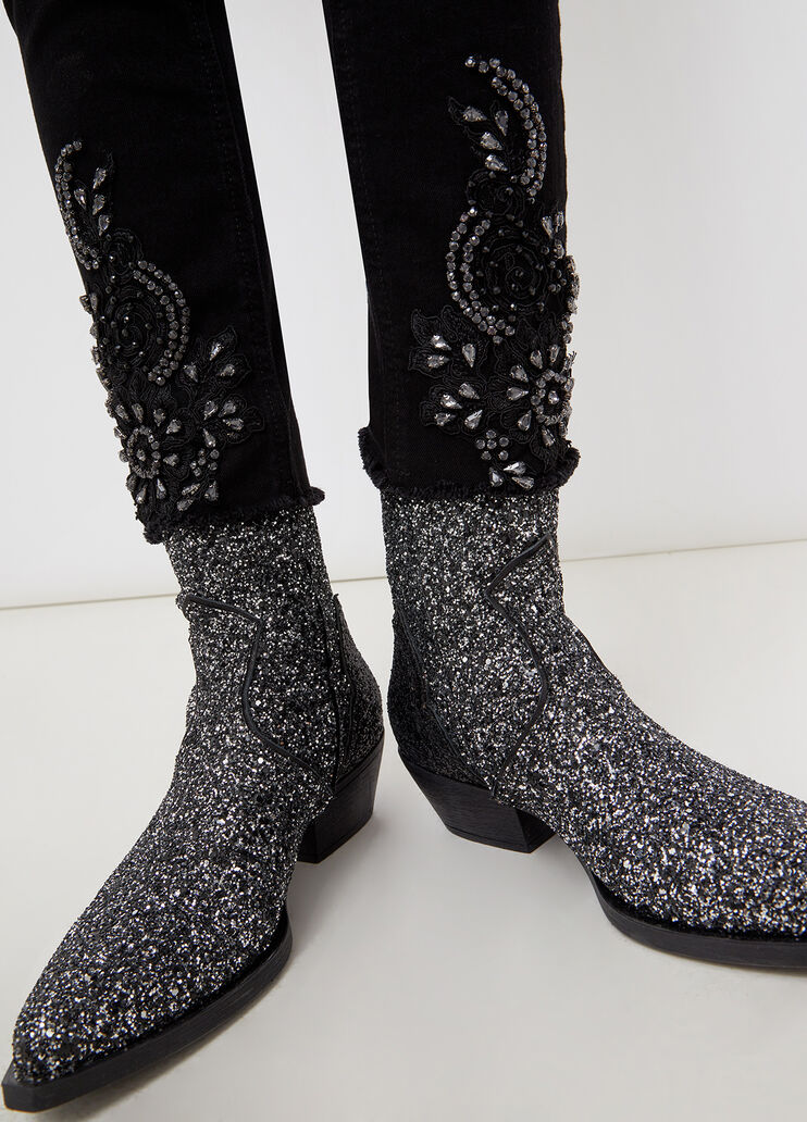 Vaqueros pitillo con bordado decorativo denim negro Liu Jo - large image number 2 Vaqueros pitillo con bordado decorativo denim negro Liu Jo - large image number 2