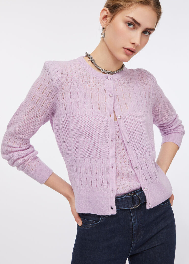 Кардиган из шерсти и альпаки лиловый Liu Jo - medium