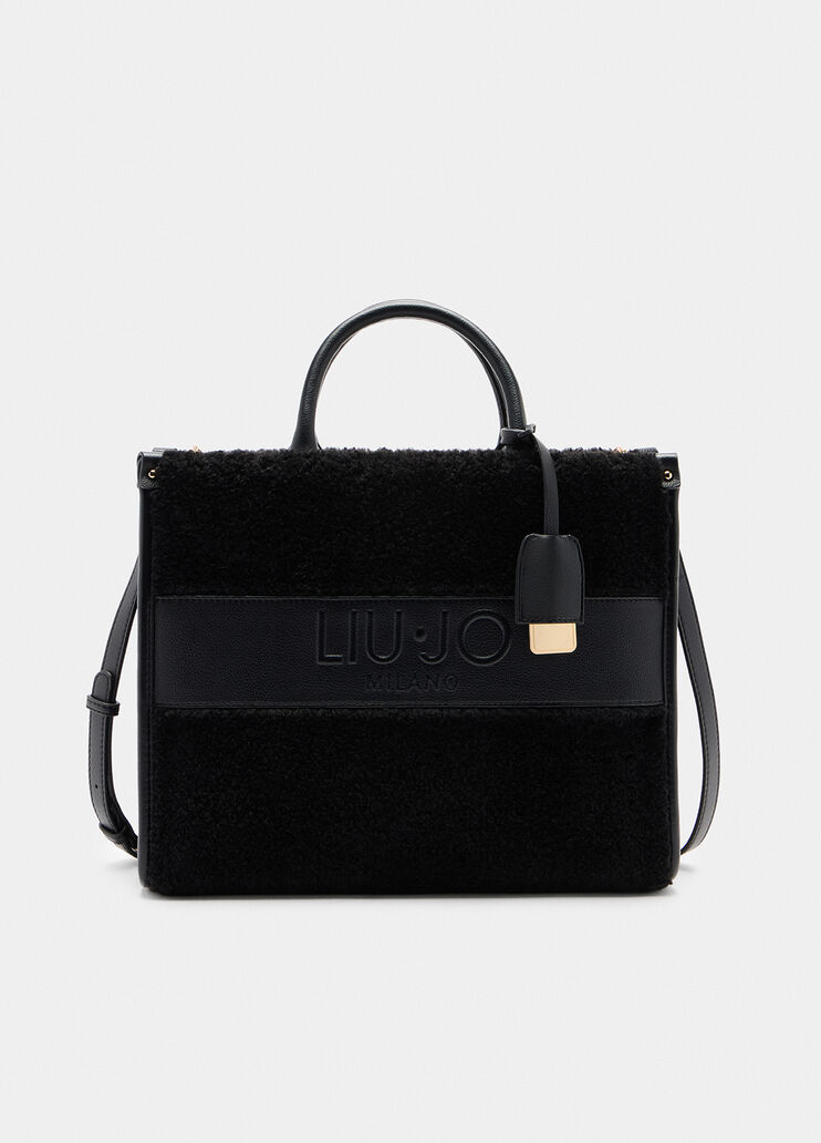 Bolso tote mediano de peluche negro Liu Jo - medium Bolso tote mediano de peluche negro Liu Jo - medium