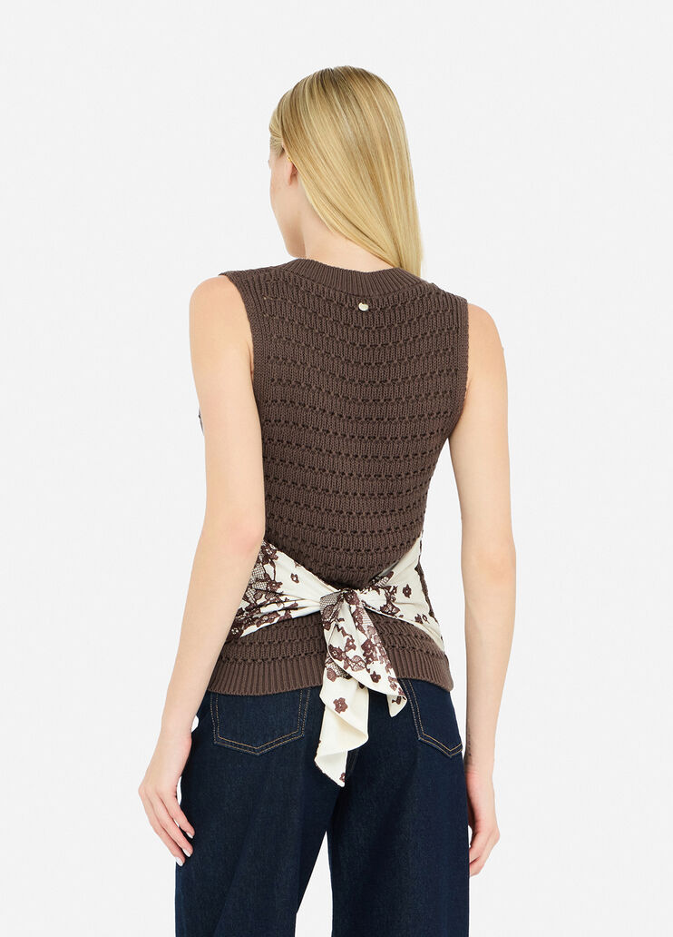 Haut avec détails en sergé imprimé marron foncé Liu Jo - large image number 1