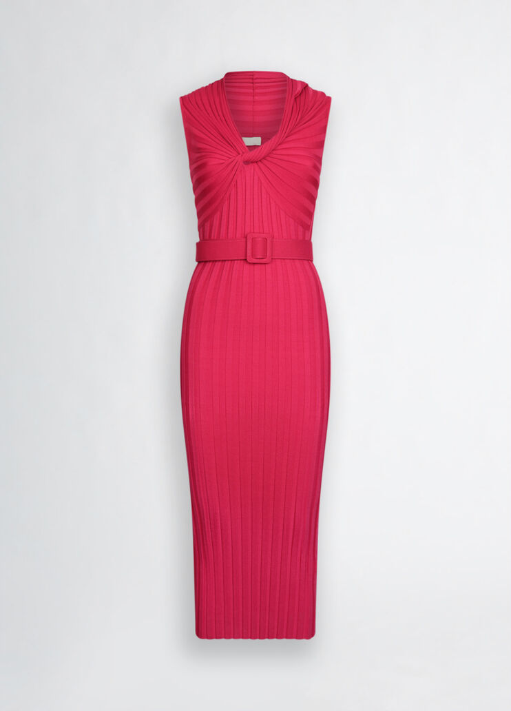 Knit dress with belt pink Liu Jo - large image number 6 Knit dress with belt pink Liu Jo - large image number 6