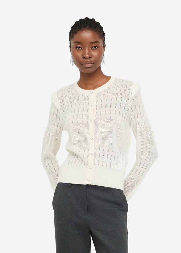 Cardigan en laine et alpaga blanc Liu Jo - large image number 0