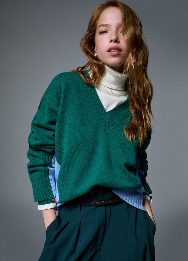 Knit colour-block in wool green Liu Jo - medium