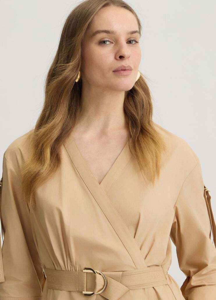 Cotton dress with belt beige Liu Jo - medium Cotton dress with belt beige Liu Jo - medium