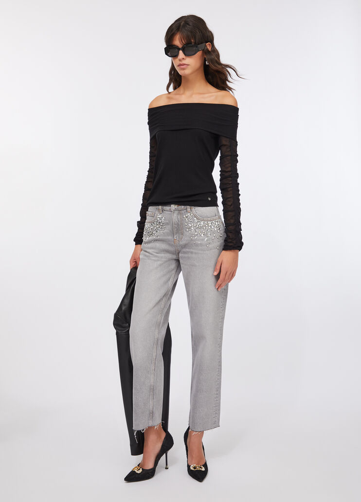 Jumper with Bardot neckline black Liu Jo - large image number 5