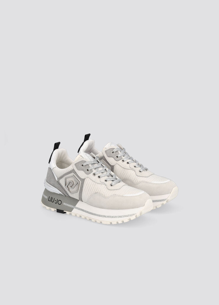Mesh and suede platform sneakers white/silver Liu Jo - large image number 1 Mesh and suede platform sneakers white/silver Liu Jo - large image number 1