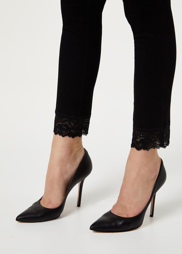 Skinny jeans with lace Black denim Liu Jo - large image number 2 Skinny jeans with lace Black denim Liu Jo - large image number 2
