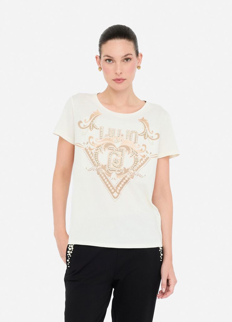 T-Shirt aus Baumwolle Weiß/Print Liu Jo - medium T-Shirt aus Baumwolle Weiß/Print Liu Jo - medium