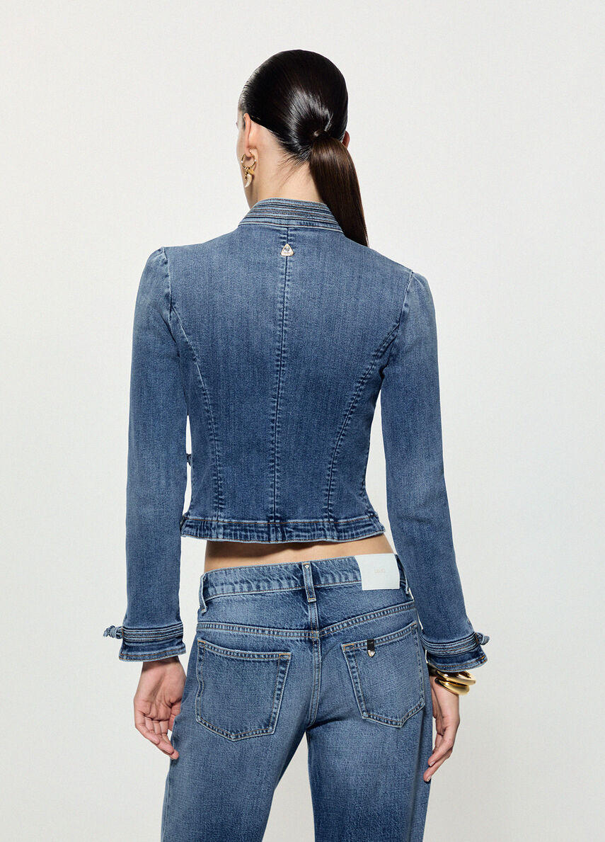 Jacket in denim with alamari colour blue denim | Liu Jo