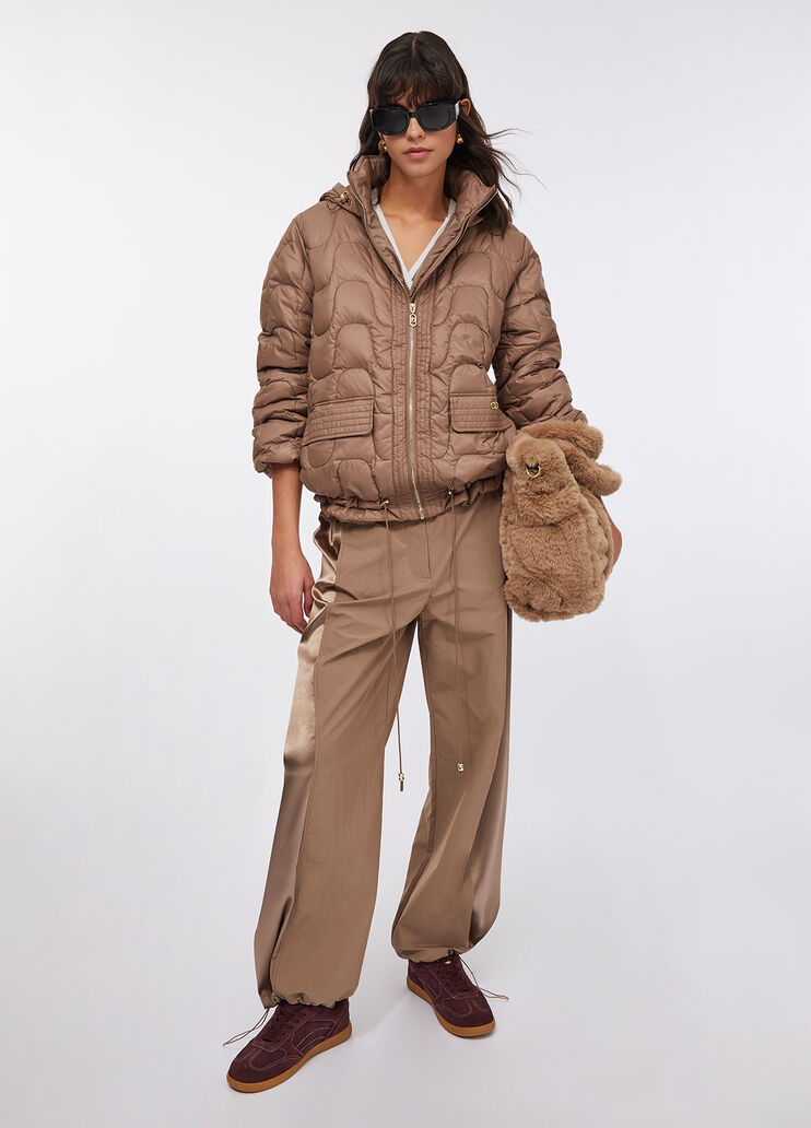 Quilted nylon short coat milk chocolate Liu Jo - medium Quilted nylon short coat milk chocolate Liu Jo - medium