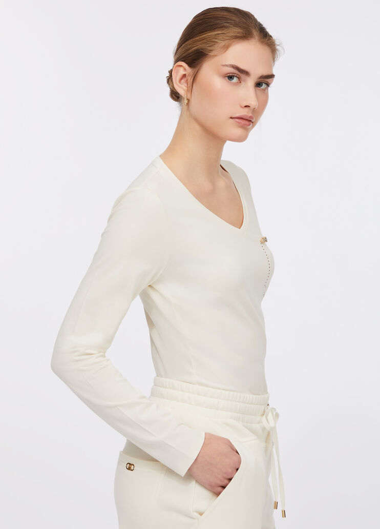 T-shirt with rhinestones milk white Liu Jo - large image number 3
