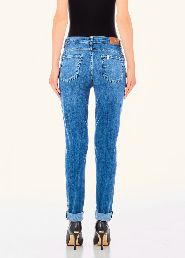 Джинсы с вытачками Bottom Up и стразами тёмно-синий деним Liu Jo - large image number 1