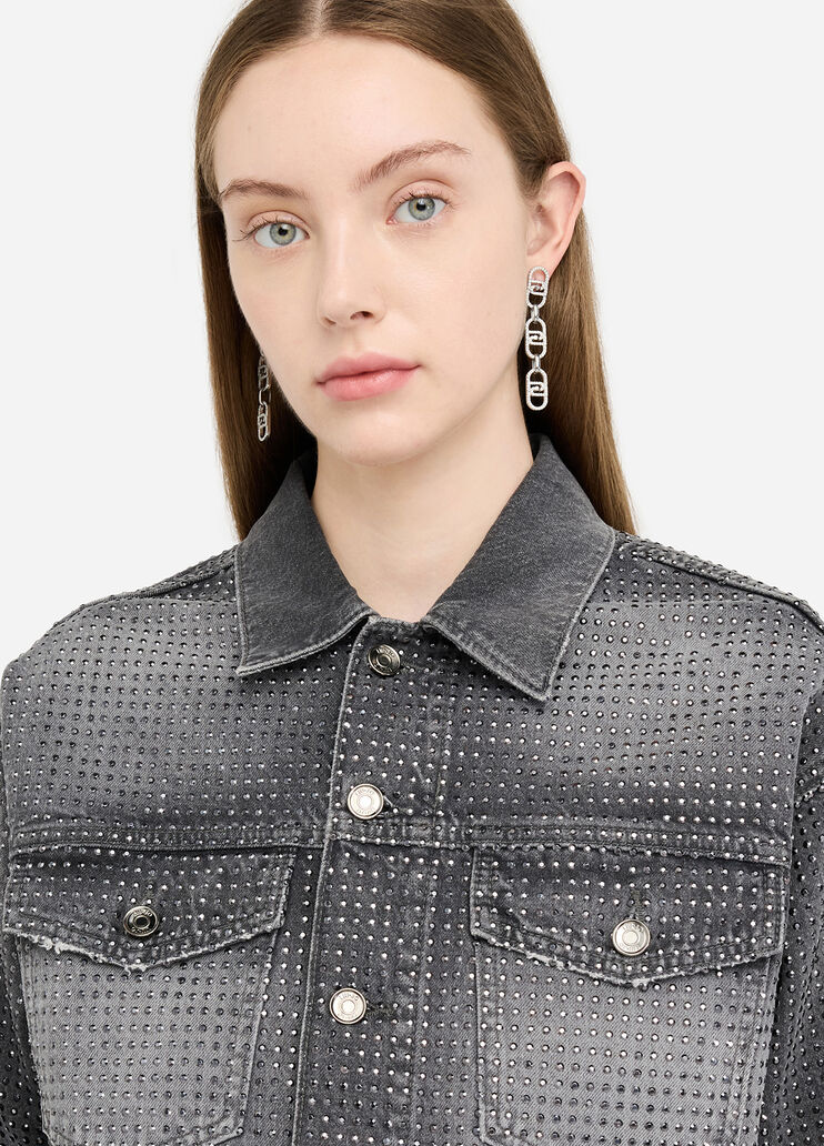 Veste en denim avec strass denim gris Liu Jo - large image number 2