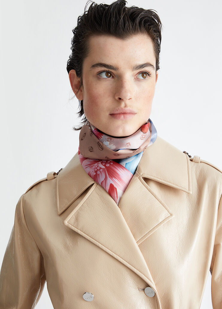 Платок с цветочным принтом beige Liu Jo - large image number 0