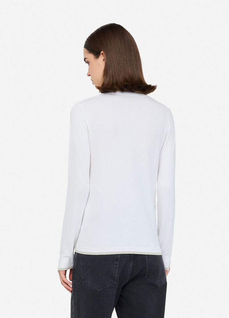 Pull à encolure en V blanc laine Liu Jo - large image number 1