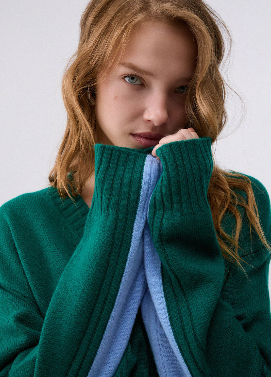 Knit colour-block in wool green Liu Jo - large image number 4