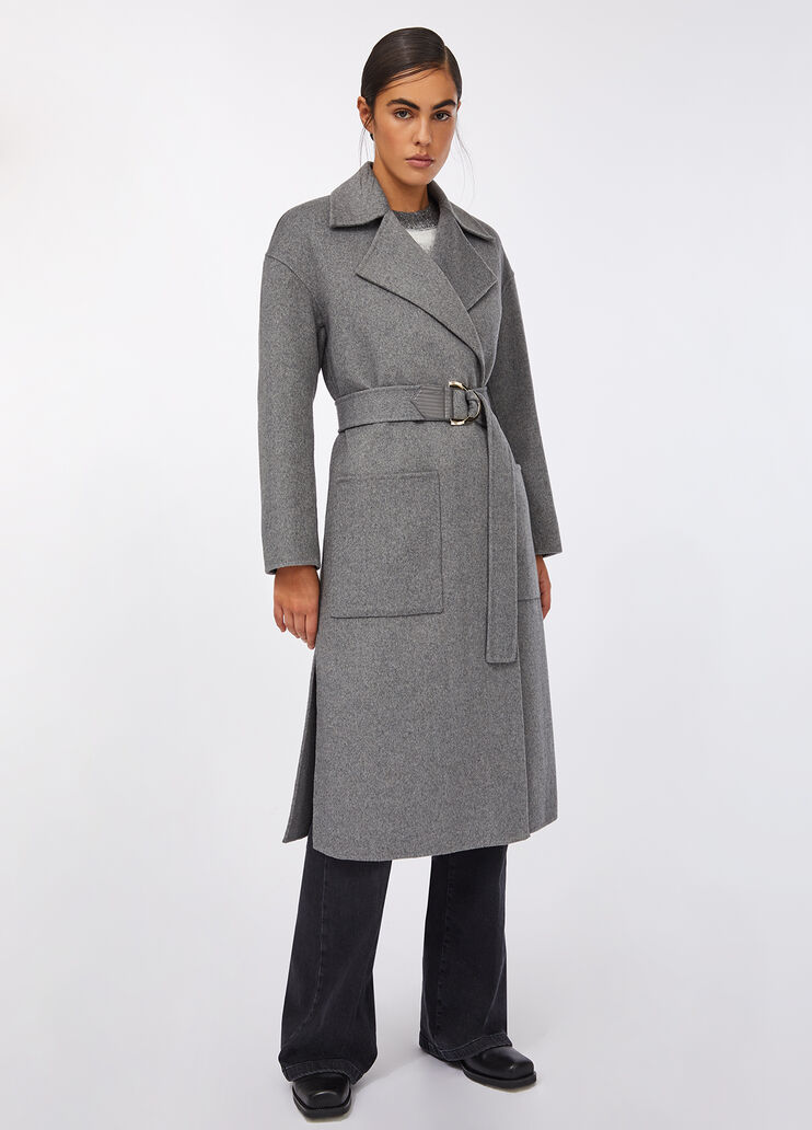 Cappotto in lana con cintura grigio Liu Jo - large image number 0
