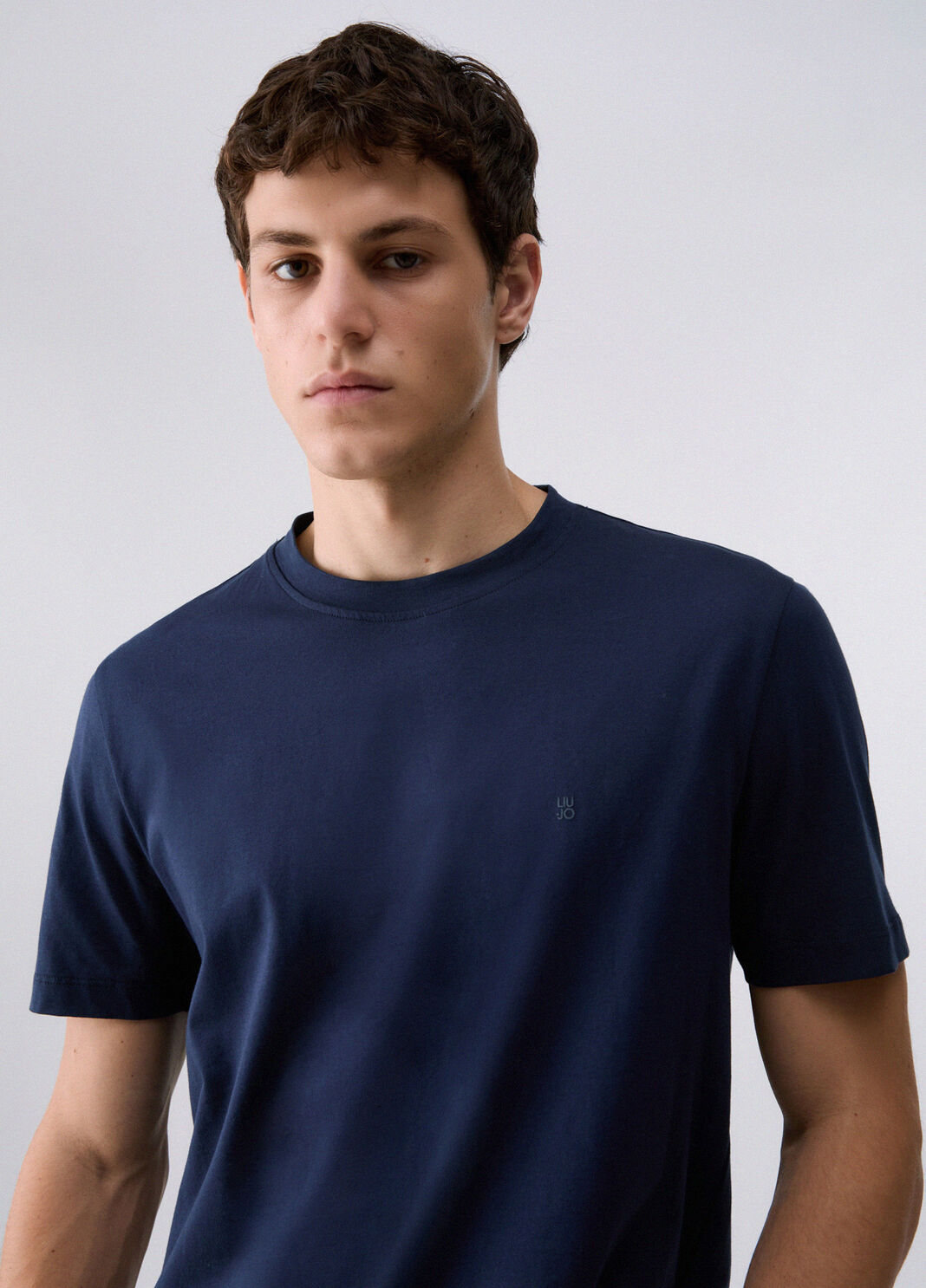 T-shirt con logo ricamato blu navy Liu Jo - large image number 4