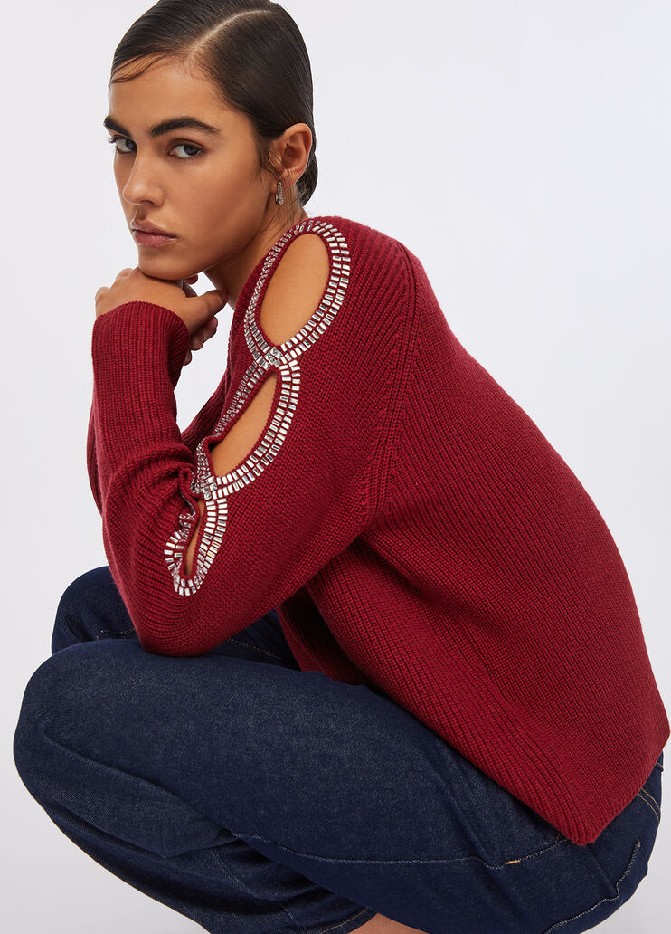 Jersey con abertura joya rojo Liu Jo - medium Jersey con abertura joya rojo Liu Jo - medium
