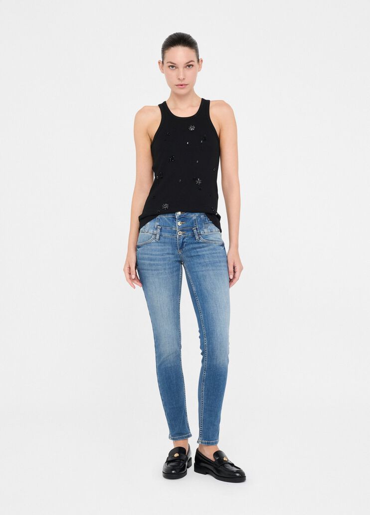 Skinny-Jeans mit hohem Bund Dunkles Denimblau Liu Jo - large image number 5 Skinny-Jeans mit hohem Bund Dunkles Denimblau Liu Jo - large image number 5